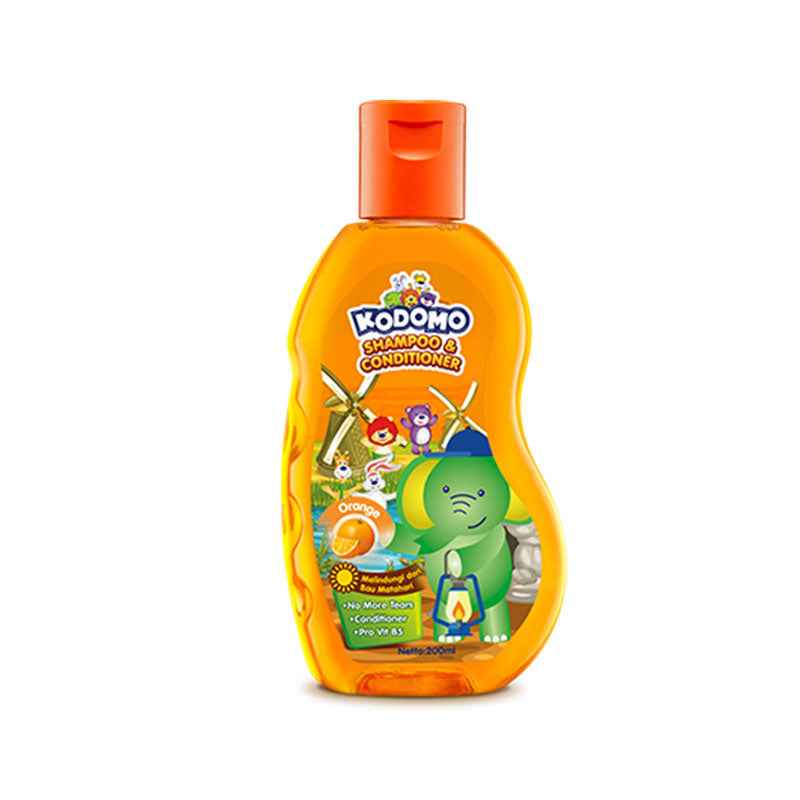 Kodomo Strawberry 2‑in‑1 Shampoo & Conditioner 200 ml – Hypoallergenic, No‑Tear, Pro‑Vit B5 Hair Care
