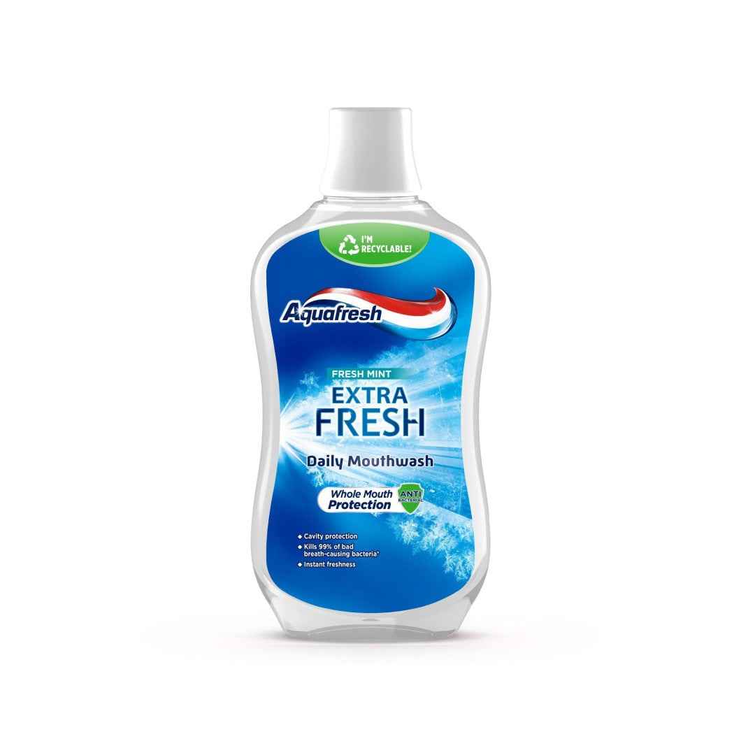 Aquafresh Extra Fresh Daily Mouthwash 500ml – Alcohol-Free, Long-Lasting Fresh Breath & Enamel Protection