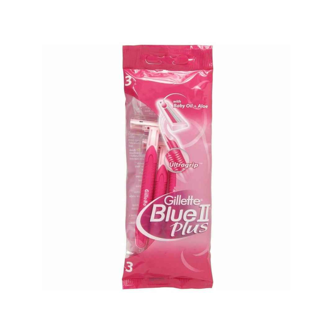 Gillette Venus Blue II Plus Women's Disposable Razors – 3 Pack | Twin Blades with Aloe & Baby Oil | Ultragrip Handle for Smooth Shaving