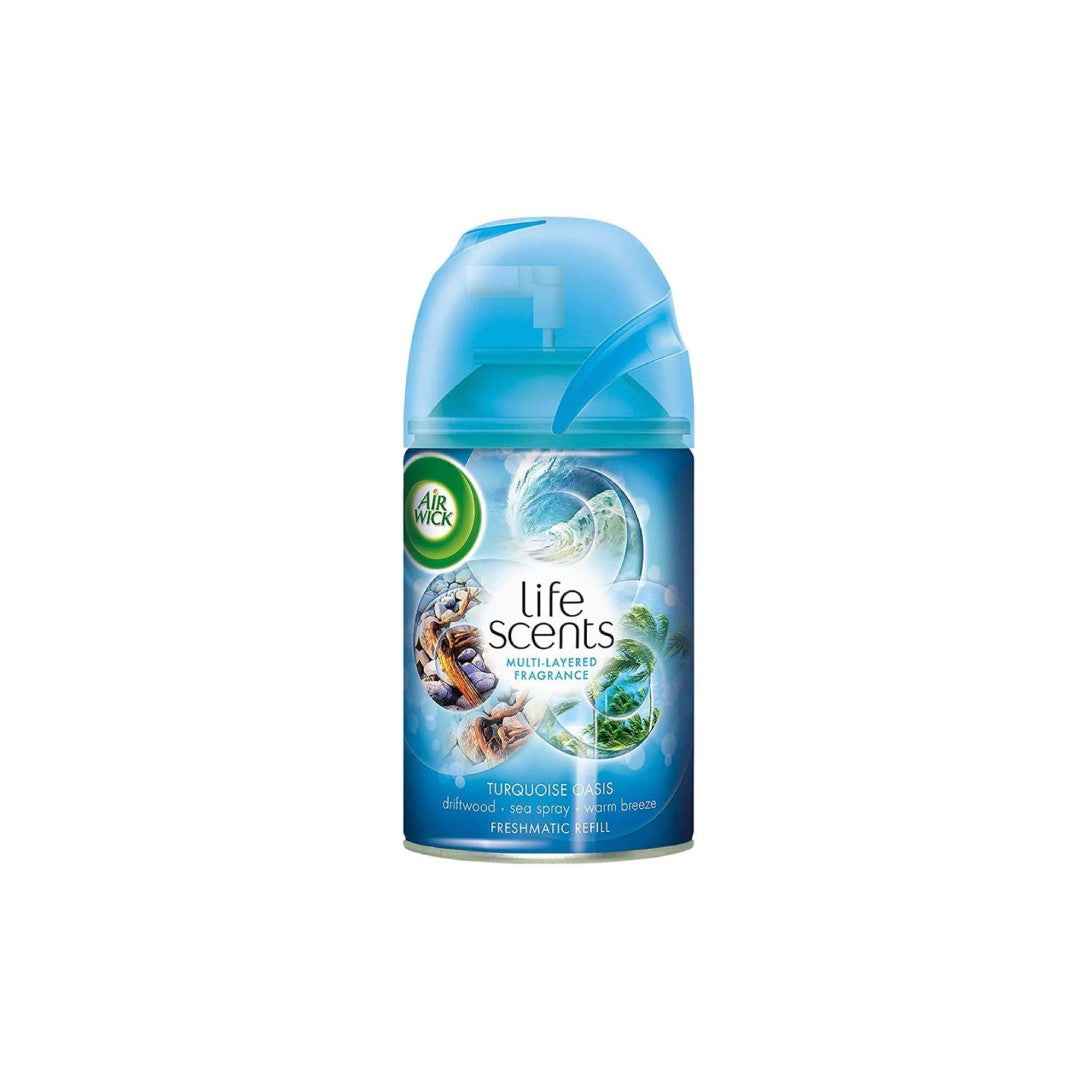 Air Wick Life Scents Freshmatic Refill โ Turquoise Oasis | Driftwood, Sea Spray & Warm Breeze | Automatic Air Freshener Spray 250ml