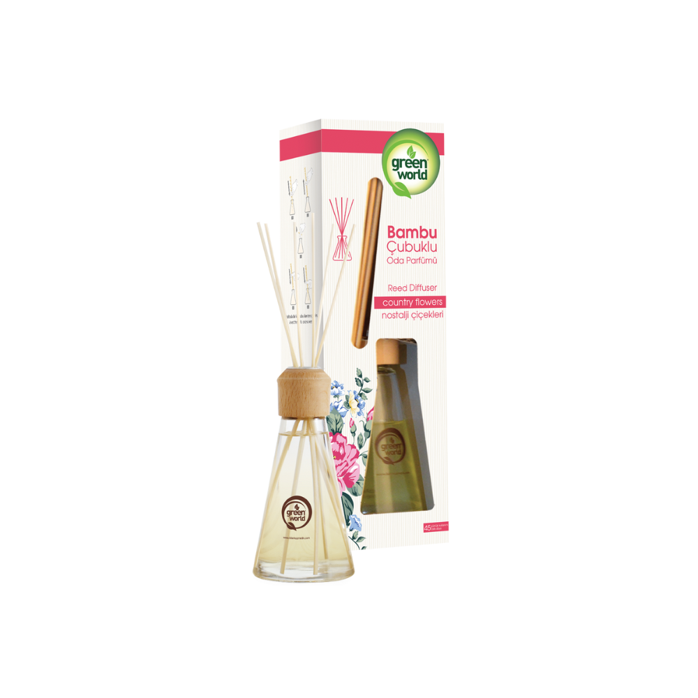 Green World Country Flowers Reed Diffuser – Fresh Floral Home Fragrance (75ml)