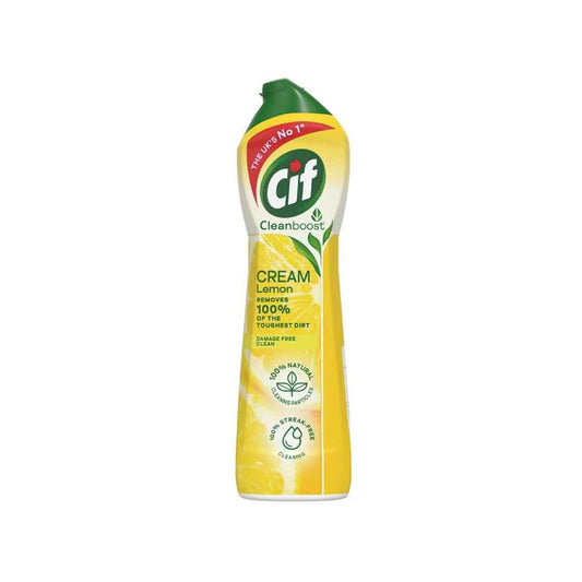 Cif Cream Lemon 500ml – Powerful Multi-Surface Cleaner with Natural Cleaning Particles
