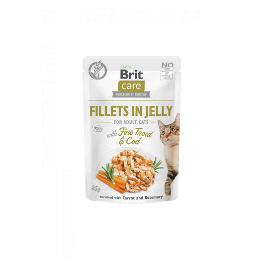 Brit Care - Fillets in Jelly - for Adult Cats - with Fine Trout & Cod - 85g