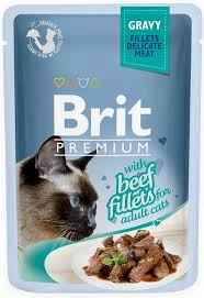 Brit Premium Cat Pouch – Beef Fillets in Gravy for Adult Cats (85g)